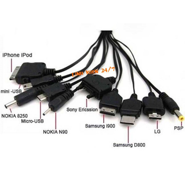 DÂY CÁP SẠC ĐA NĂNG 10 ĐẦU CỔNG USB MS_450