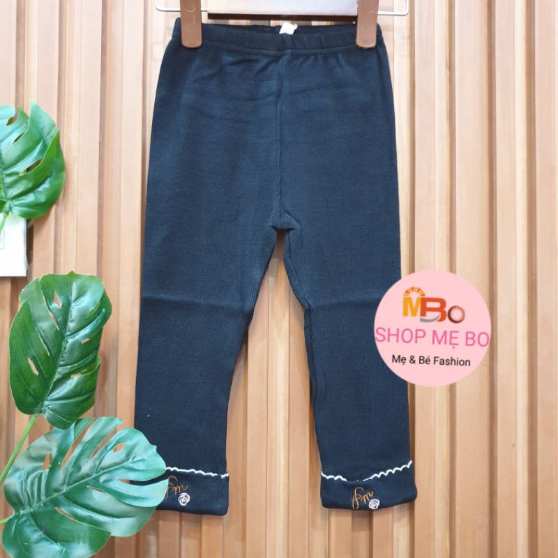 Quần dài bé gái quần legging cotton len nơ bướm thỏ size nhí 8 đến 22 kg