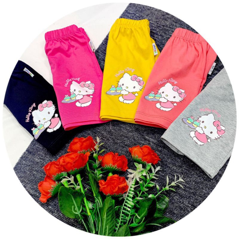 [8_20kg] Quần đùi cotton bé gái siêu mềm mịn cực xinh Hello kitty bánh kem