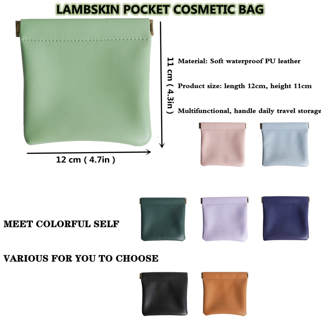 Túi Đựng Mỹ Phẩm / Tiền Xu / Mỹ Phẩm Bằng Da Cừu Chống Thấm Nước Đa Năng Tiện Dụng Cho Nữ