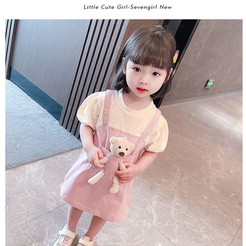 Đầm Công Chúa Mùa Hè Tay Ngắn Có Dây Đeo Mới Cho Bé Gái 1-7 Tuổi