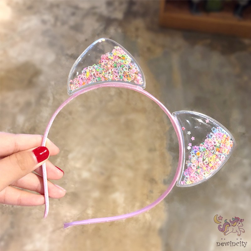 Băng đô hình tai thú đính sequin dễ thương dành cho bé gái