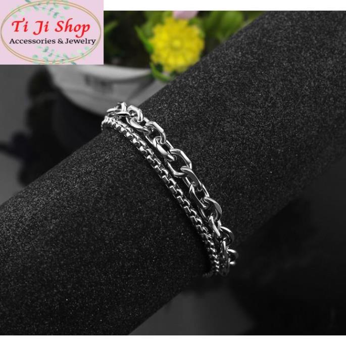lắc tay inox 2 tầng sáng, đẹp không đen - chọn size theo yêu cầu