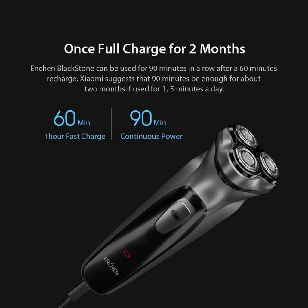 Máy Cạo Râu Điện Xiaomi Enchen BlackStone 3D Cổng Sạc USB Loại C