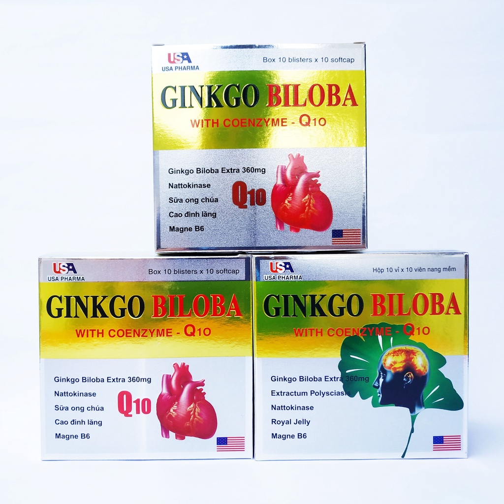 HOẠT HUYẾT DƯỠNG NÃO GINKGO BILOBA WITH COENZYME Q10 - GINKGO BILOBA Q10 - BỔ SUNG DƯỠNG CHẤT CHO NÃO - HỘP 100 VIÊN