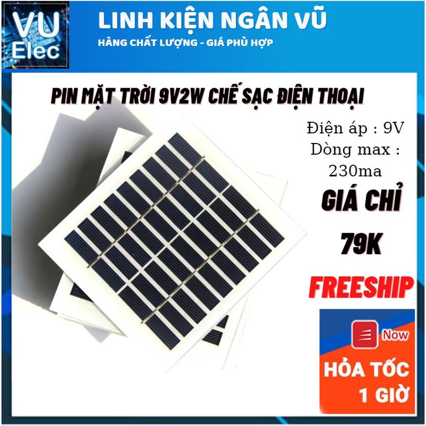 Tấm pin năng lượng mặt trời 9V 2W NLMT