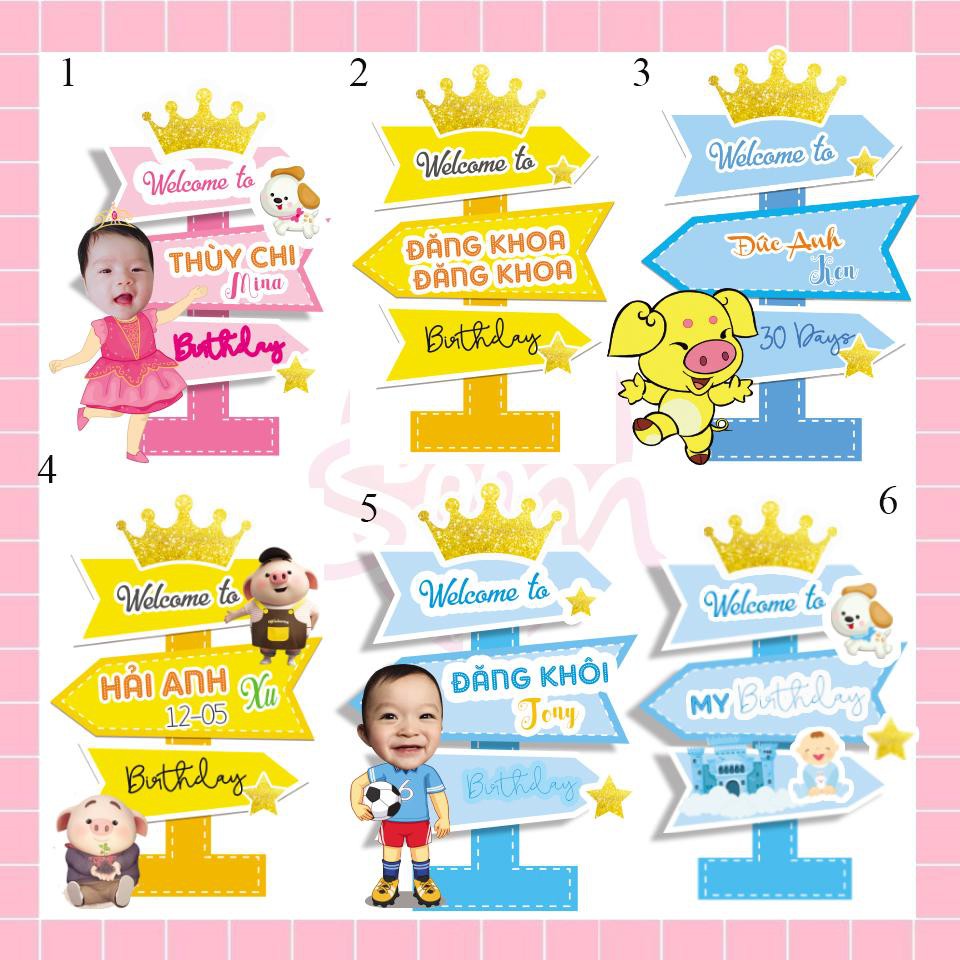 Chibi kèm chữ tên bé trang trí sinh nhật xho bé
