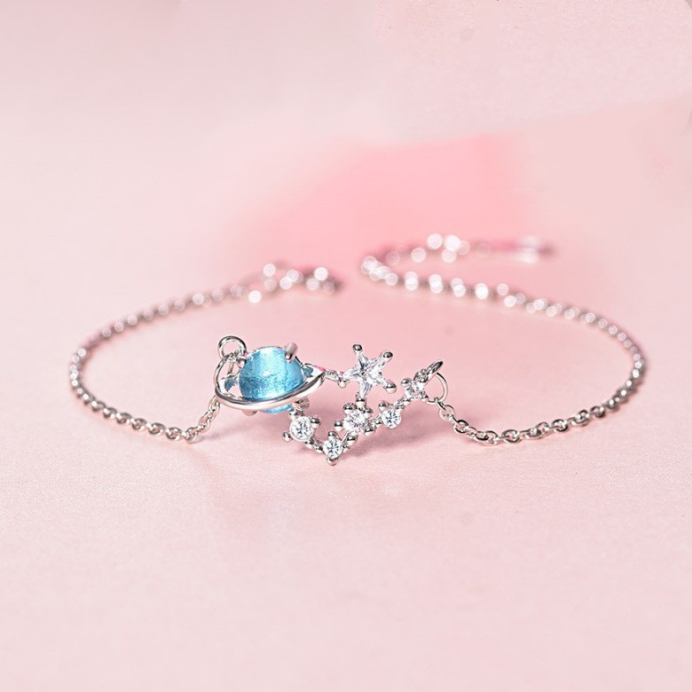 Dây Chuyền Mặt Đá Sapphire Xanh Dương Sang Trọng Pha Lê Hồng Quý Phái Thời Trang