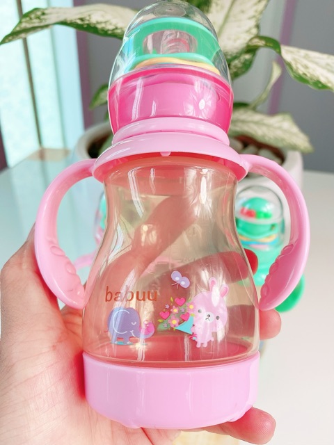 Bình sữa có tay cầm kèm đồ chơi Babu Baby 150ml và 270ml Nhật Bản ( có tặng núm )