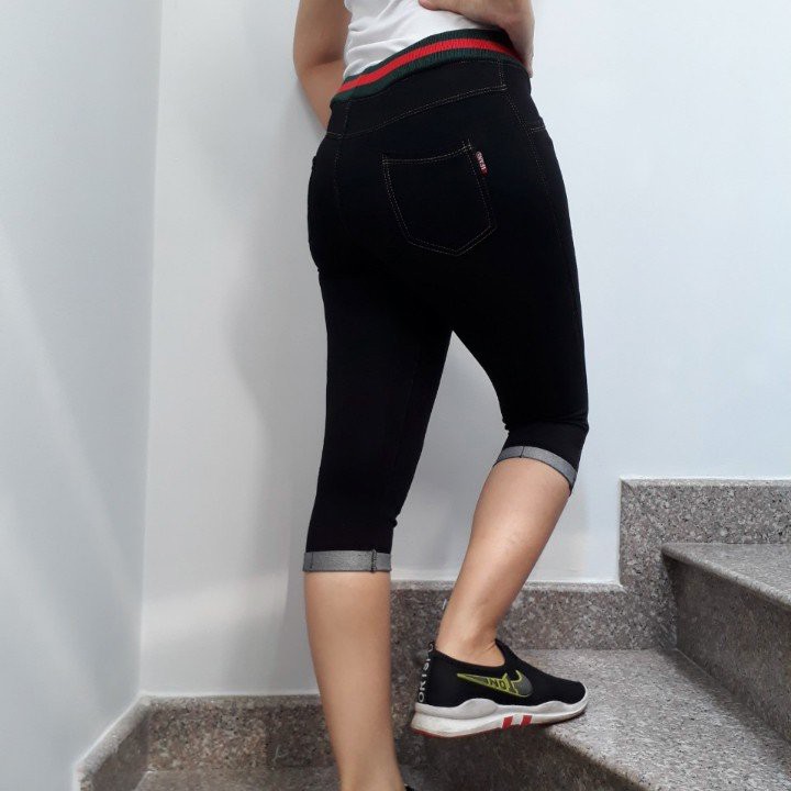 Quần Legging LỬNG giả jean lưng sọc có size 4XL cho bạn dưới 74kg | BigBuy360 - bigbuy360.vn