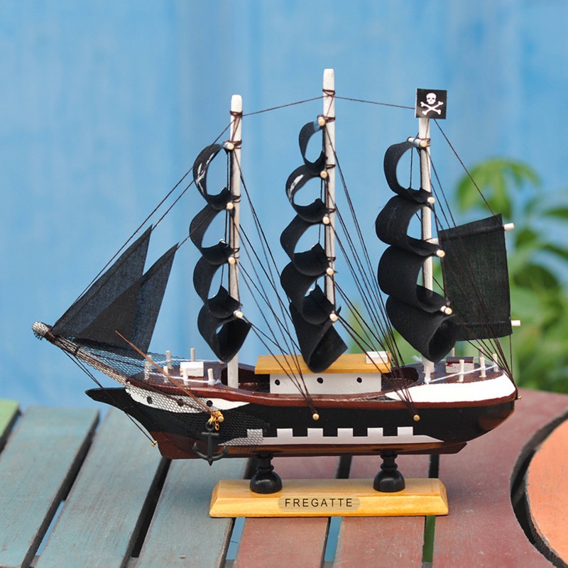 Mô hình đồ chơi thuyền làm từ gỗ 3 kích thước dùng trang trí tiện dụng DIY bìa