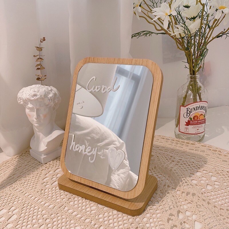 Gương soi để bàn trang điểm gỗ mini Tom House đẹp nội thất decor phòng ngủ