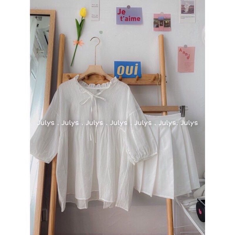 Áo Babydoll Kiểu Mới Ulzzang Bèo Cổ Màu Trắng Tinh Khôi Hot