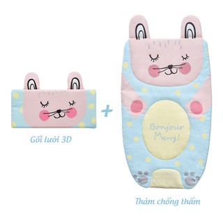 Bộ gối lưới 3D và thảm chống thấm thông thoáng cho bé nhập khẩu Bonitabebe Hàn Quốc