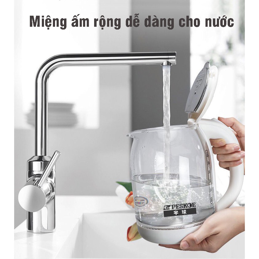 Ấm Siêu Tốc Thủy Tinh Kalas - Ấm Đun Nước Thủy Tinh Công Suất Lớn 1500W Dung Tích 1.8 Lít