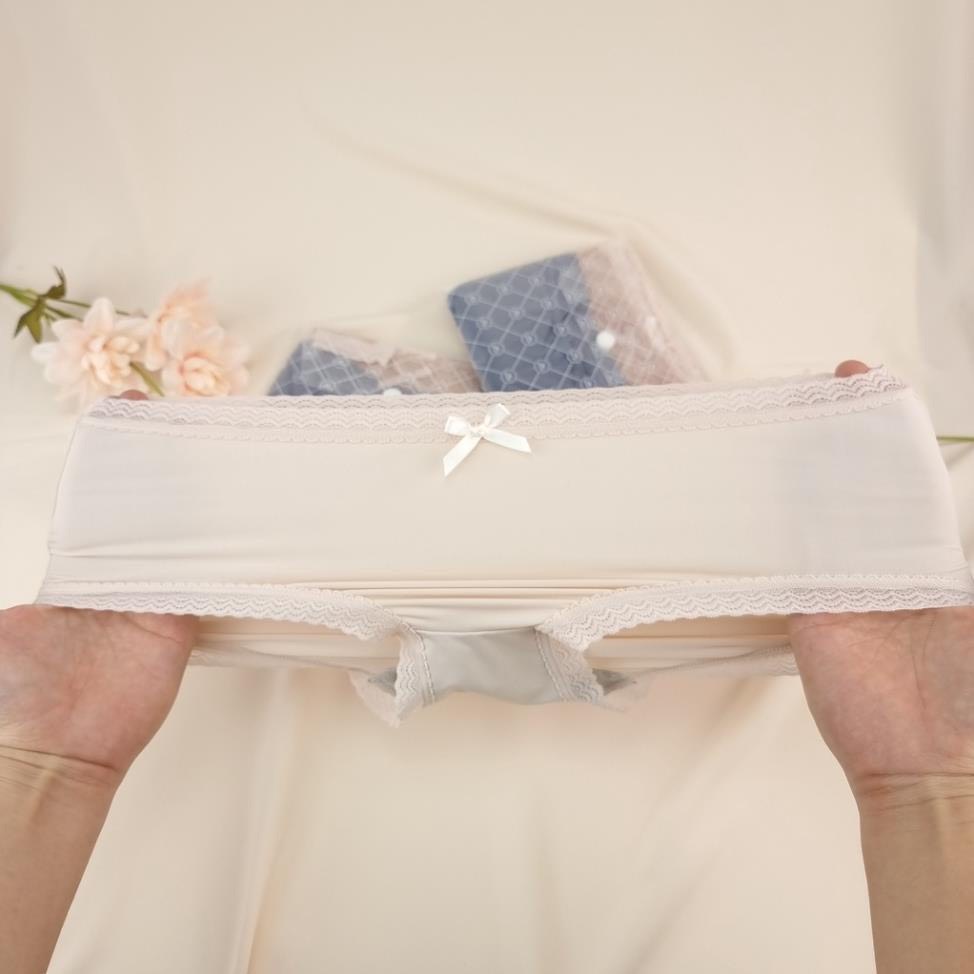 Set Túi Ví 3 Quần Lót Nữ Đúc Su Viền Ren Đính Nơ Co Giãn Cao Cấp 499