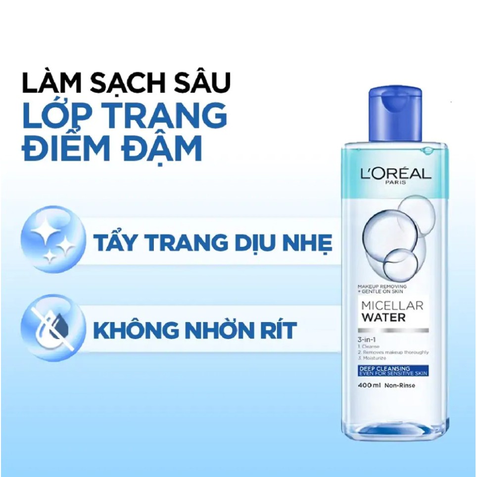 Nước tẩy trang Loreal Paris 3-in-1 Micellar Water 400ml (xanh) - Cila House