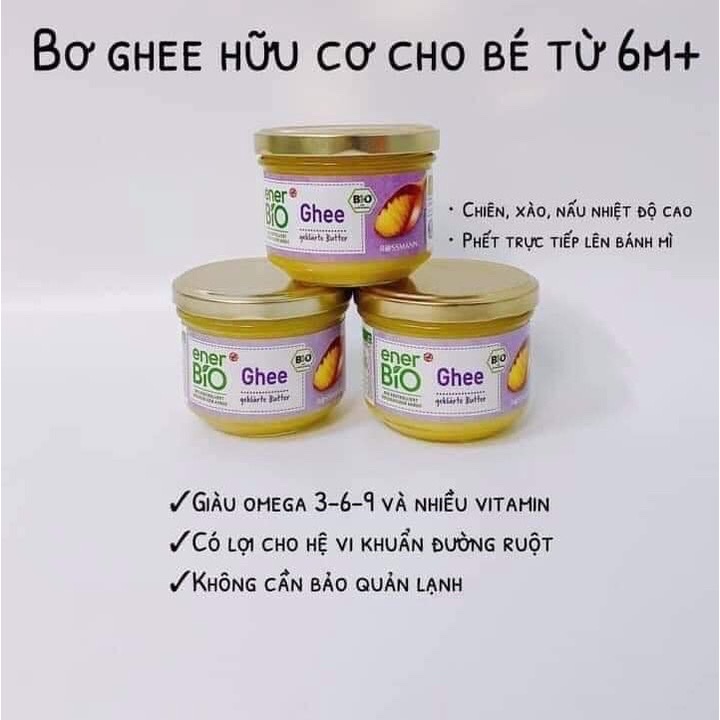 Bơ ghee hữu cơ Ener Bio và DM Bio Đức 180g