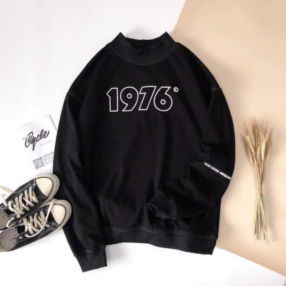 Áo nỉ nữ cổ trụ in hình 1976 - Áo nỉ nữ Sweater form rộng unisex - LYLY STOTE | BigBuy360 - bigbuy360.vn