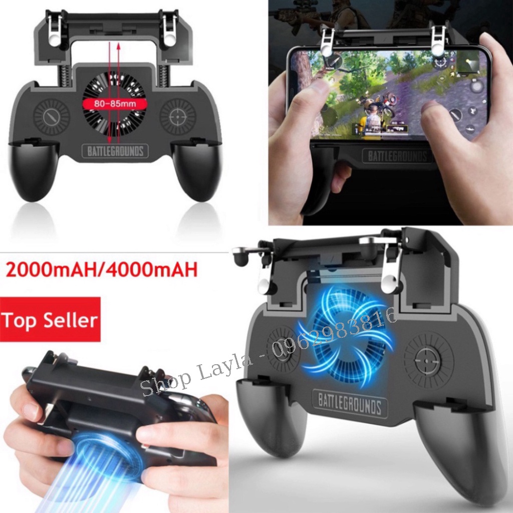 Tay Cầm Chơi Game 2000MAh SR Kiêm Sạc Dự Phòng cho điện thoại Và Quạt tản nhiệt chơi Game PUBG,Liên Quân,...