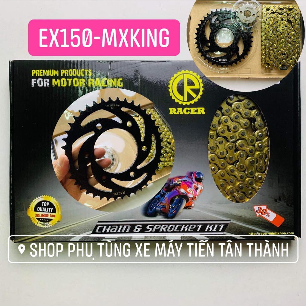 SÊN NHÔNG ĐĨA XÍCH TẢI RACER THAILAND EXCITER CÁC ĐỜI / SIRIUS / WAVE / FULED / WINNER / SONIC VÀNG GOLD 428L