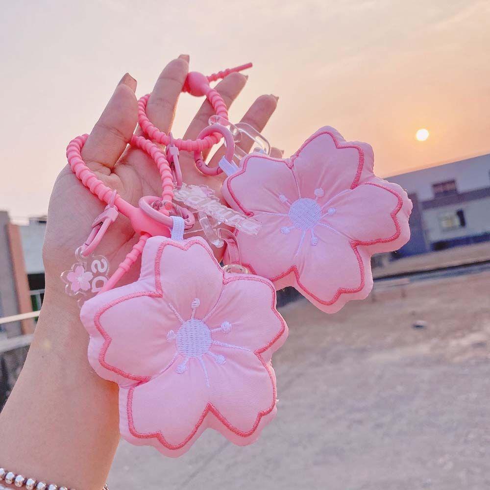 LANFY Móc Khóa Hình Hoa Anh Đào Vải Mềm Handmade Dễ Thương