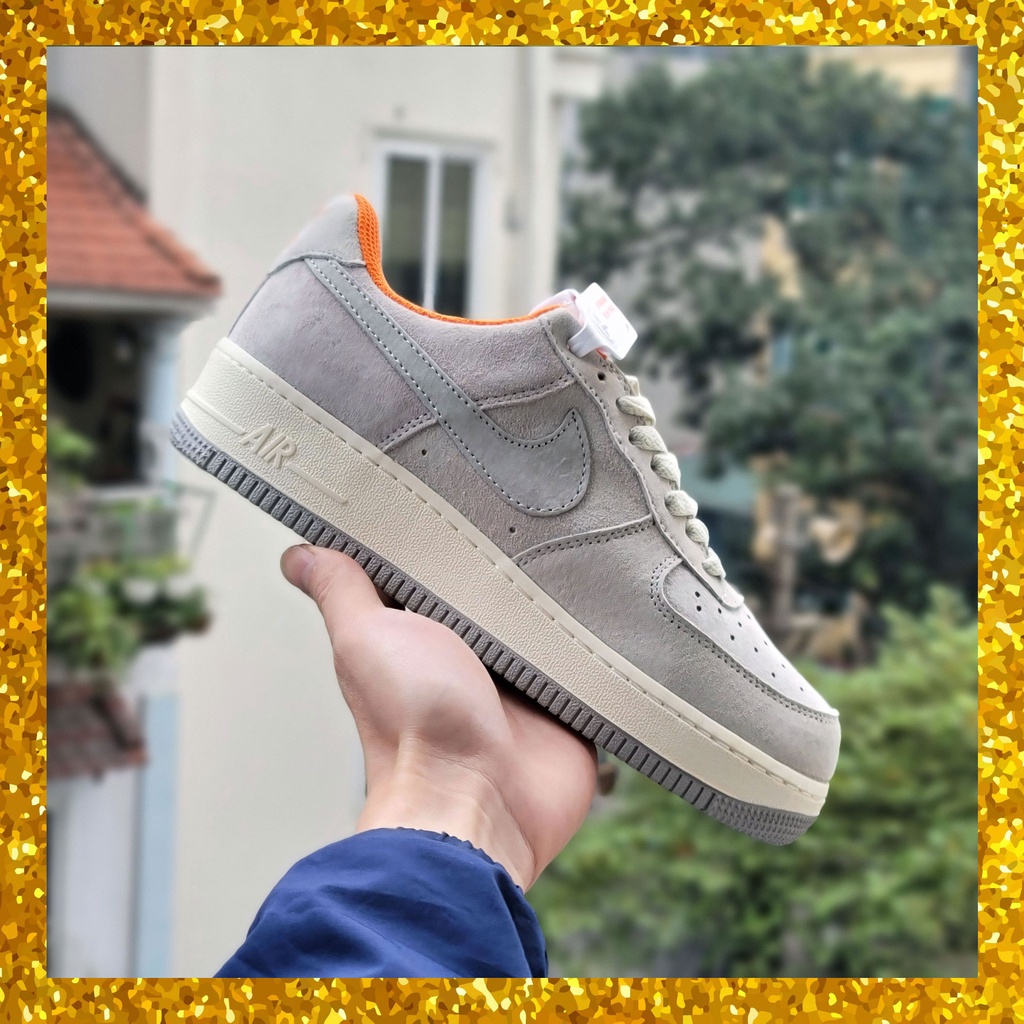 Giày Thể Thao Air Force 1 (Af1) Xám Lót Cam Cao Cấp Fullbox