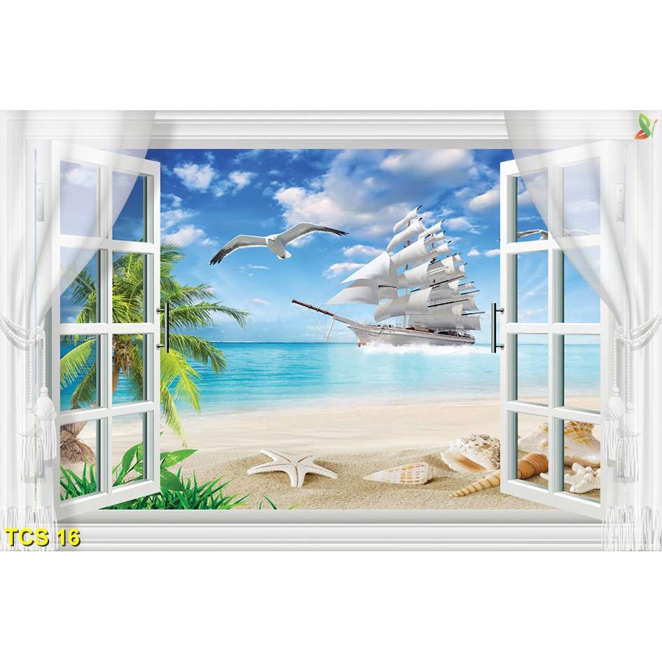 Tranh 3D cửa sổ, mẫu tranh về thắng cảnh