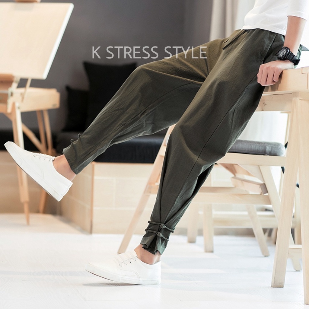 Quần jogger nam cao cấp vải đũi nilen kiểu dáng thể thao dạo phố JG-02
