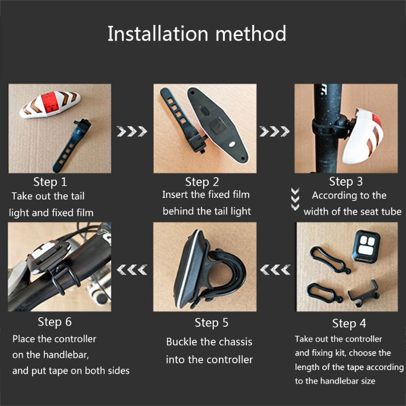 Đèn Tín Hiệu Không Dây Sạc USB Chống Nước Gắn Đuôi Xe Đạp Leo Núi