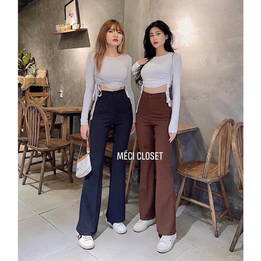 Quần ống loe nữ 1 cúc quần âu nữ cạp cao tôn dáng chất liệu thoáng mát đứng dáng mã
