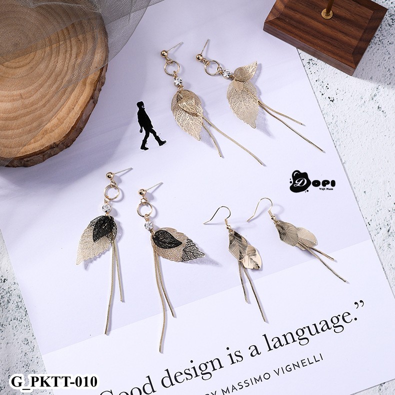 Bông tai hoa tai form dài hình chiếc lá