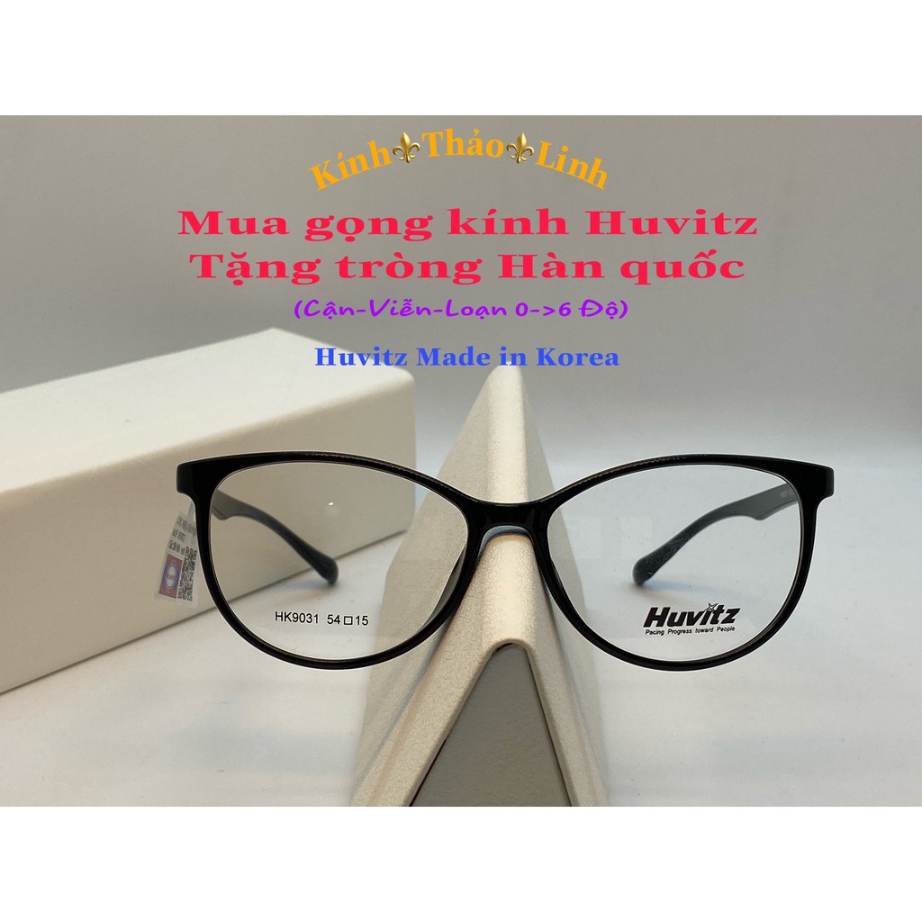 Gọng kính cận nữ Huvitz nhựa dẻo, mắt mèo, thời trang phong cách - HK9031