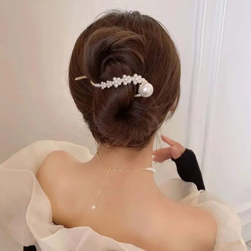 Kẹp Tóc Đuôi Ngựa Đính Ngọc Trai Nhân Tạo Đơn Giản Phong Cách Hàn Quốc Cổ Điển Thời Trang Tinh Tế Cho Nữ