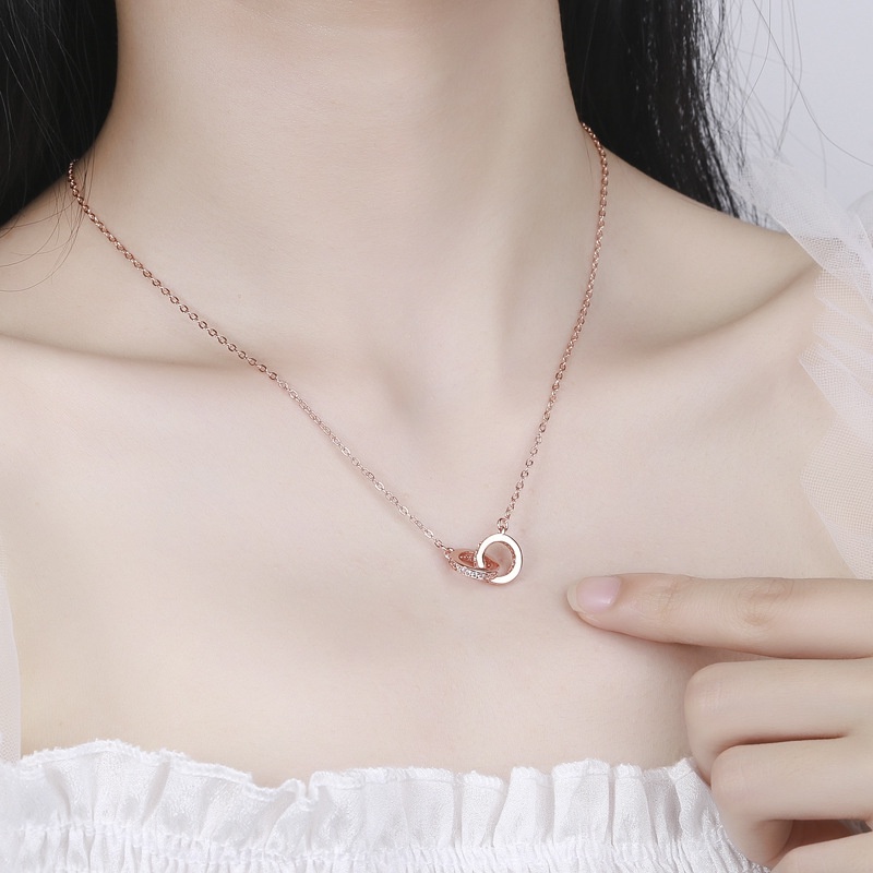 Nhẫn Hai Lớp Đính Đá Zircon Đơn Giản Cho Nữ