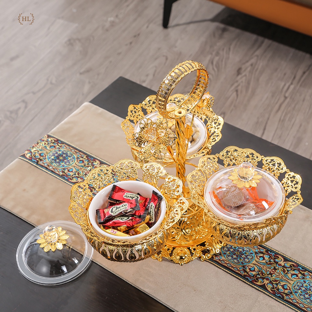 Khay Đựng Mứt Vintage Hoàng Kim Cao Cấp 2023 | 3 hũ vàng | THỐ 3 KHẢM ĐÁ ĐỰNG ĐỒ KHÔ TẾT 2023 | HŨ MỨT TẾT CAO CẤP
