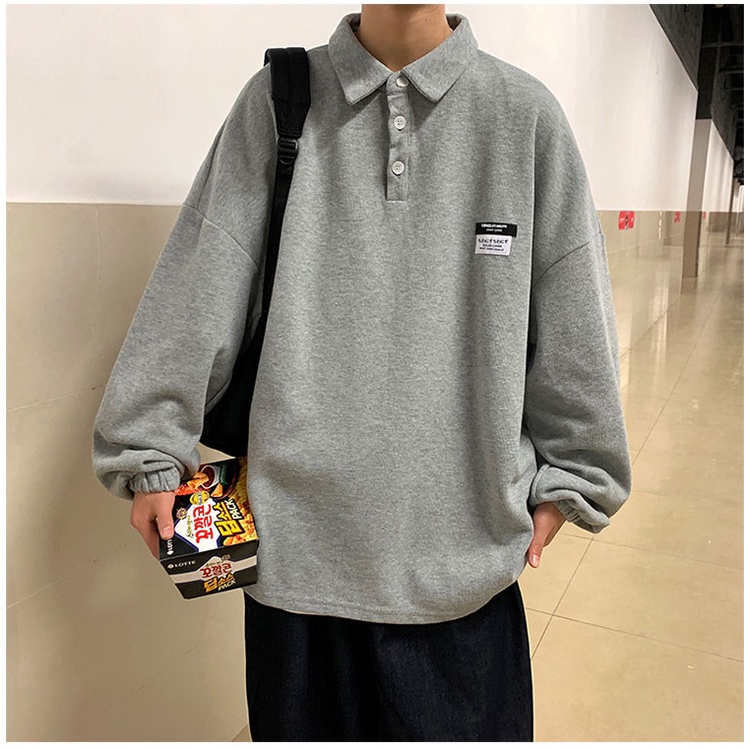 Áo sweater nam polo form rộng, Áo polo nam tay dài big size trơn phong cách ulzzang du lịch đi học  thời trang ulzzang | BigBuy360 - bigbuy360.vn