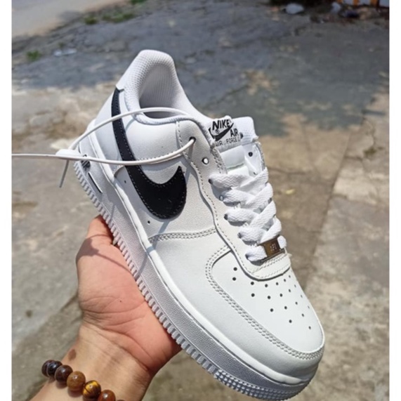 Giày thể thao AF1 trắng vệt đen nam nữ, giày sneaker AIR trắng tích đen thấp mới full phụ kiện hàng cao cấp