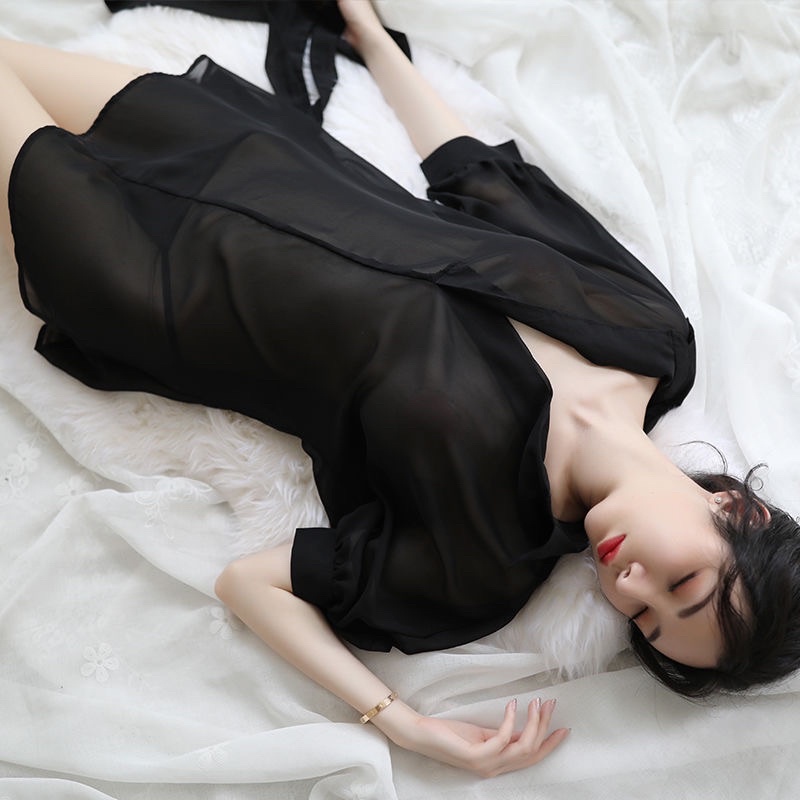 Váy ngủ sơ mi trắng nữ dáng dài sexy , Đồ ngủ sexy