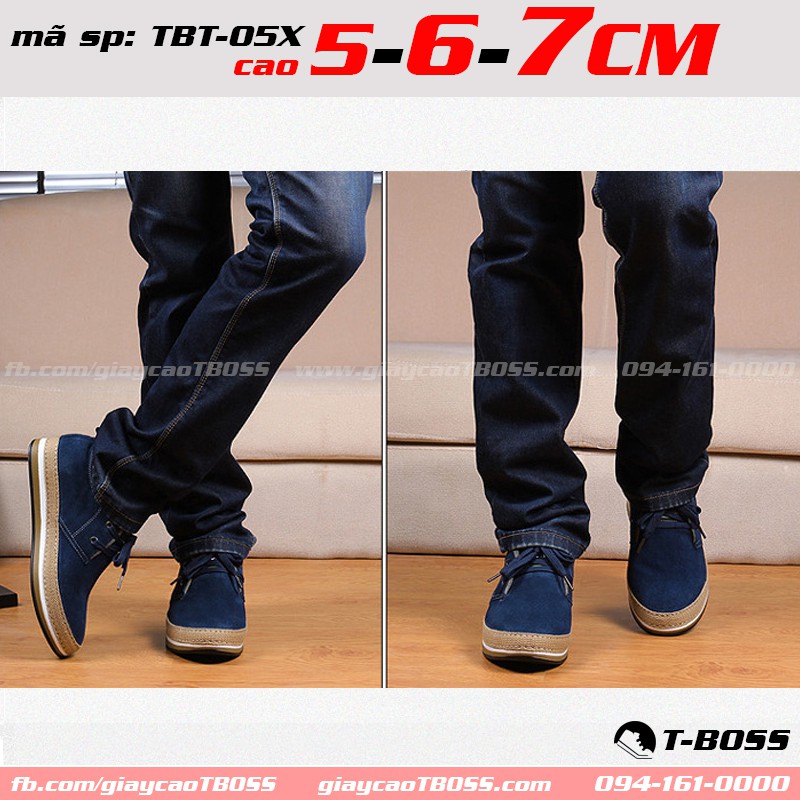 Giày Tăng chiều cao nam 5cm - 6cm - 7cm, Da lộn cao cấp TBT-05X - GIÀY CAO T-BOSS