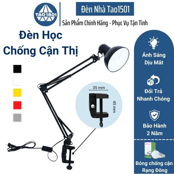 Đèn học PIXAR Bóng LED Chống Cận Bảo Vệ Mắt Đổi 3 Màu Kẹp Bàn Chắc Chắn Tao1501 Bảo Hành 2 Năm - BA001