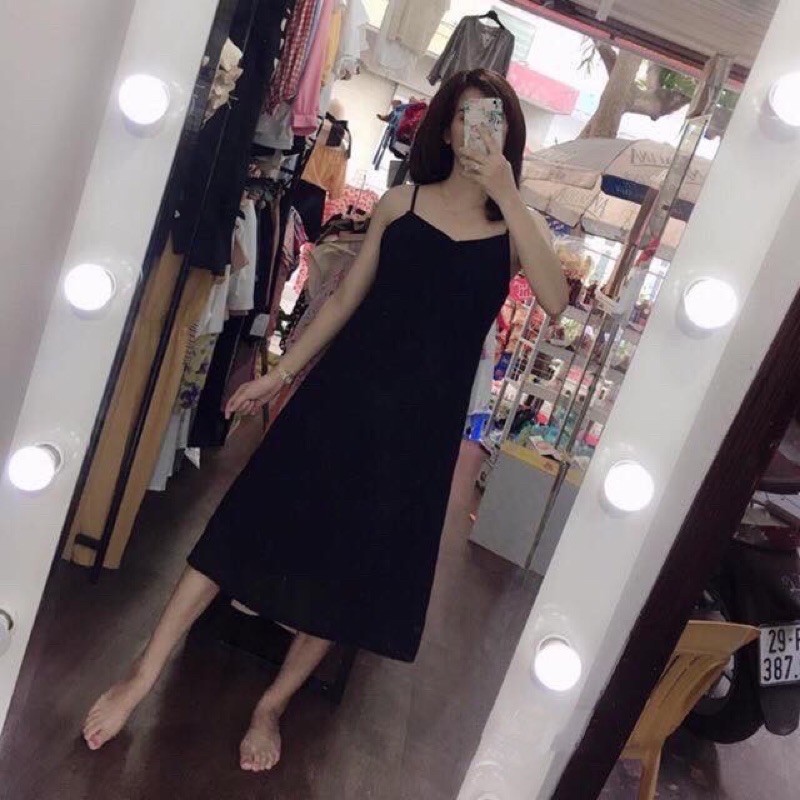 Váy đũi lụa cao cấp 💖 Freeship 💖 Váy 2 dây sexy dáng suông trơn mặc ở nhà - An Xinh Shop