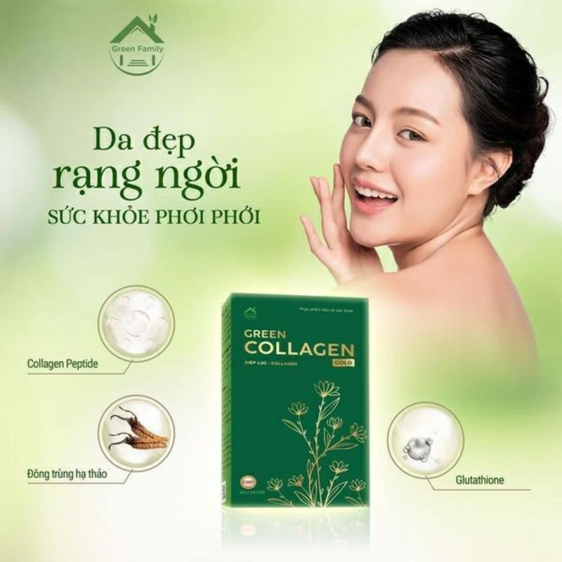 Diệp Lục Collagen gold hộp 30 gói