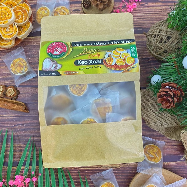Kẹo Xoài cuộn bánh tráng Senfarm ít đường bịch 500g