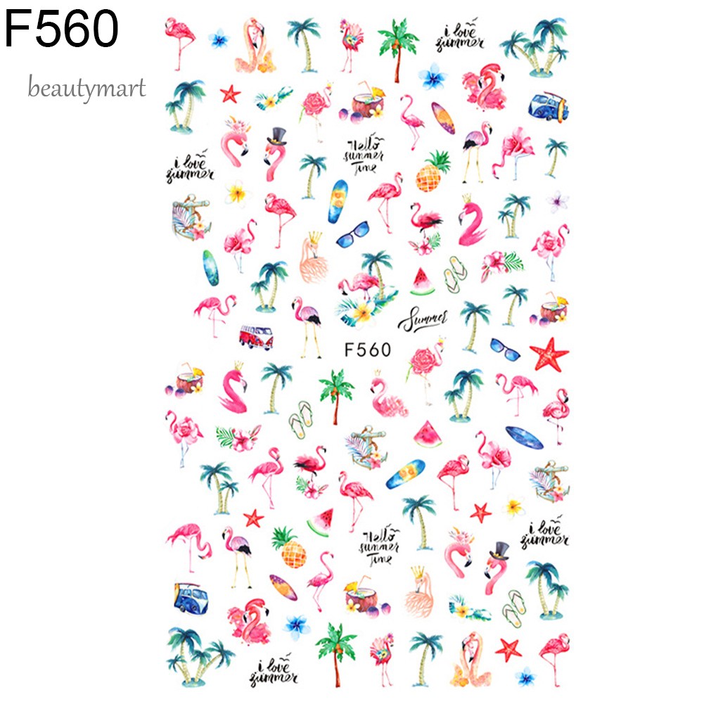 [Hàng mới về] Nhãn dán móng tay họa tiết chữ tiếng Anh/động vật/trái cây/lá 3D siêu mỏng