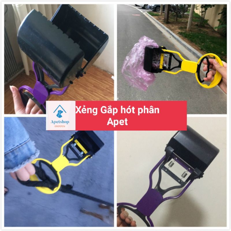 Xẻng gắp hốt phân chó mèo thú cưng - Dụng cụ kẹp dọn vệ sinh có lò xo apet