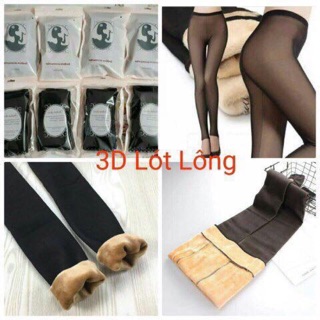 Quần tất lót lông 3D dẫm gót túi hồng