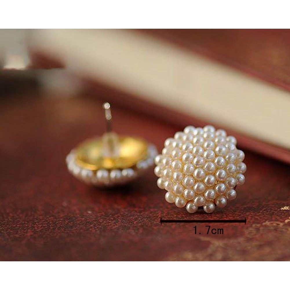 Khuyên tai hình nấm khảm ngọc trai long lanh sang trọng