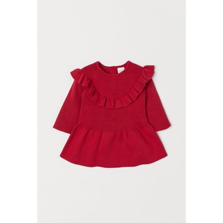 Váy len đỏ cổ bèo HM H&M_hàng chính hãng authentic