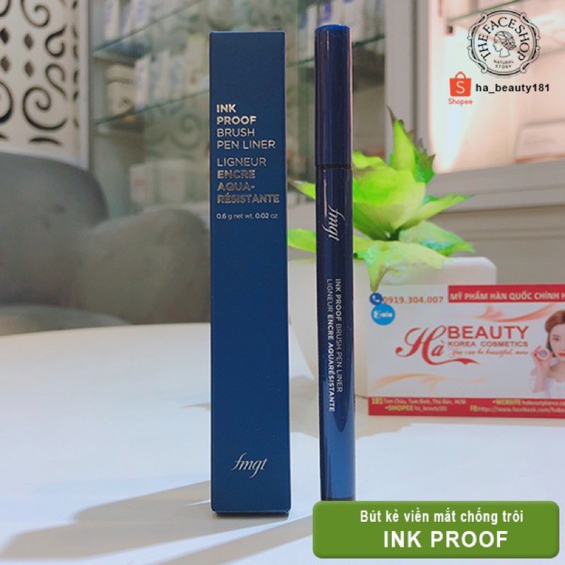 Bút kẻ viền mắt không trôi chống nước chống lem The Face Shop fmgt Ink Proof Brush Pen Liner 0.6g